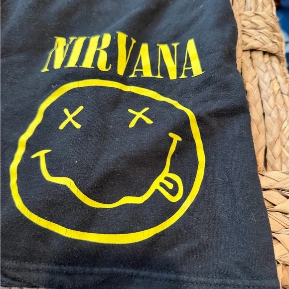 NIRVANA Black and Yellow Athletic Shorts - Picture 2 of 3
